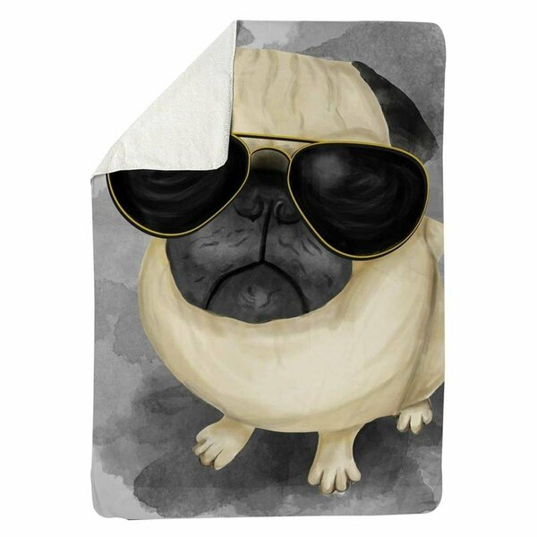 Begin Home Decor 60 x 80 in. Pug with Style-Sherpa Fleece Blanket 5545-6080-AN94